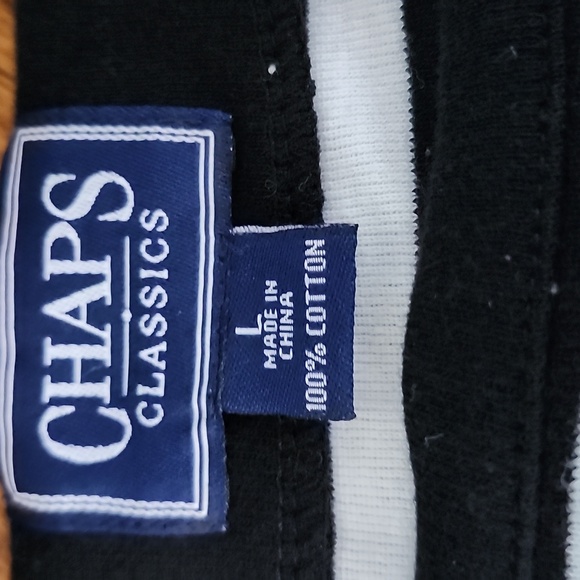 Women's Chaps Classics Size  L. Black and white stripe sweater  100%cotton - Picture 2 of 3